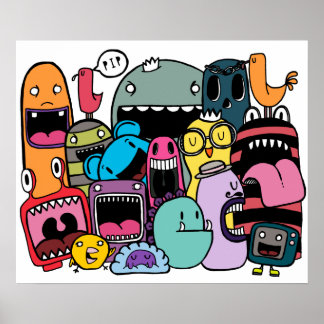 Monster Mash Hip hop Rag Märkre Wall Art Poster