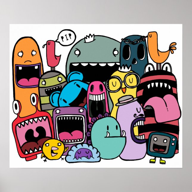 Monster Mash Hip hop Rag Märkre Wall Art Poster (Framsidan)