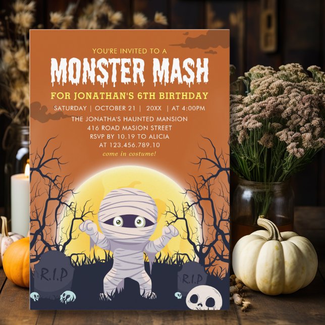 Monster Mash Kids Birthday Party Halloween Inbjudningar (Skapare uppladdad)