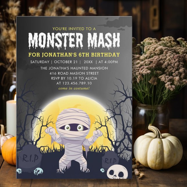 Monster Mash Kids Birthday Party Halloween Inbjudningar (Skapare uppladdad)