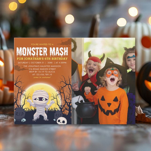Monster Mash Kids Birthday Party Halloween Inbjudningar (Skapare uppladdad)