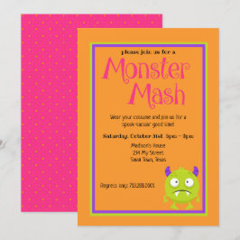 Monster Mash Kids Cute Colorous Halloween Inbjudningar