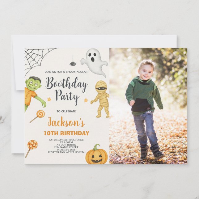 Monster Mash Kids Halloween Birthday-inbjudan Inbjudningar (Framsida)