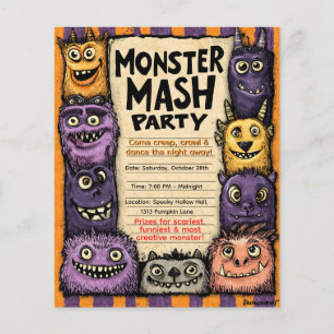 "Monster Mash Party" med Cute Monsters Flygblad
