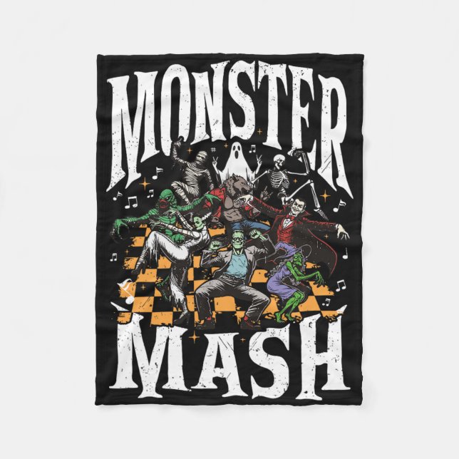Monster Mash Retro Halloween Funny Monster Spooky Fleecefilt (Framsidan)