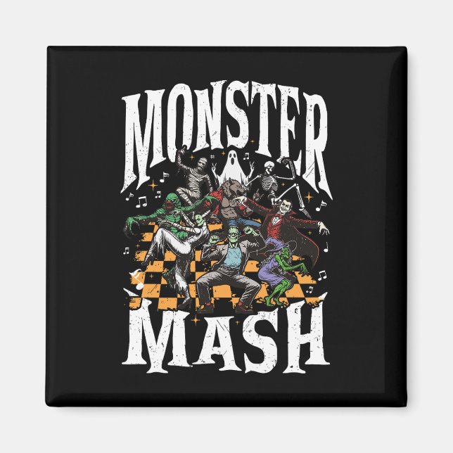 Monster Mash Retro Halloween Funny Monster Spooky Magnet (Framsidan)