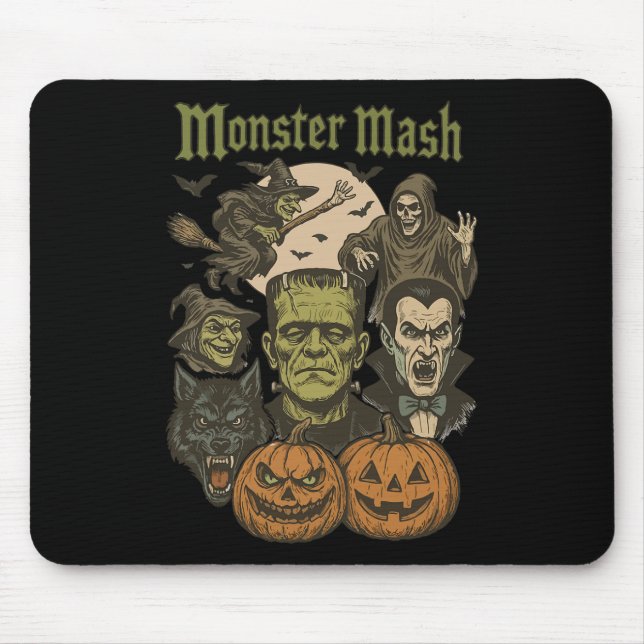 Monster Mash Retro Halloween Funny Monster Spooky Musmatta (Framsidan)