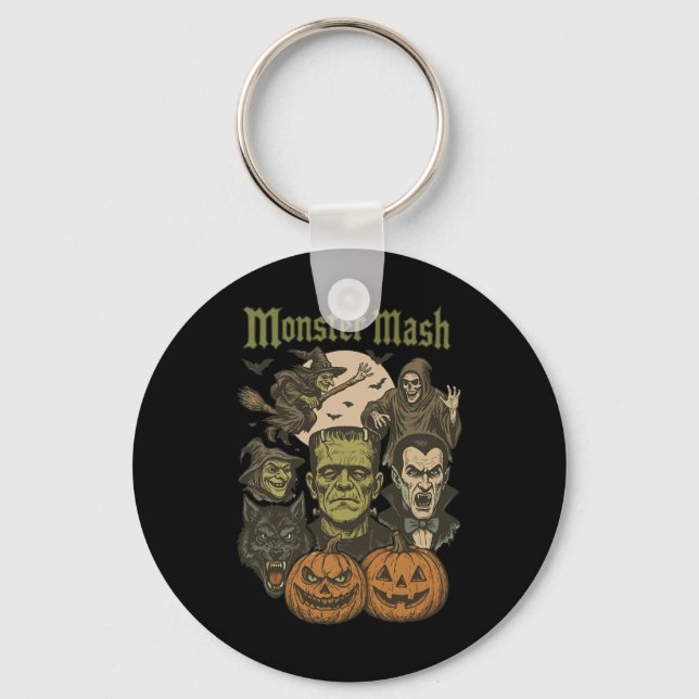Monster Mash Retro Halloween Funny Monster Spooky Nyckelring (Framsida)