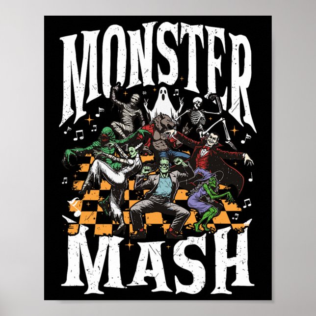 Monster Mash Retro Halloween Funny Monster Spooky Poster (Framsidan)