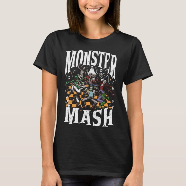 Monster Mash Retro Halloween Funny Monster Spooky T Shirt (Framsida)