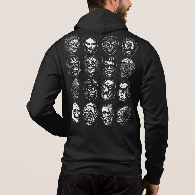 Monster Mask Art hoodie - endast svart T Shirt (Baksida)