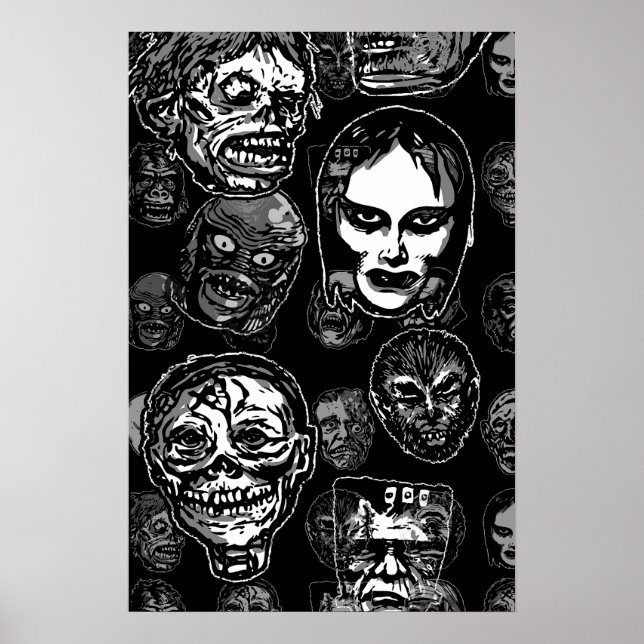 Monster Masker Poster Pop Variant– Retro Skräck (Framsidan)