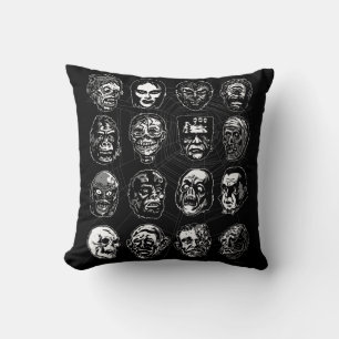 Monster Masks Dekorativ kudde - Retro Horror Portr
