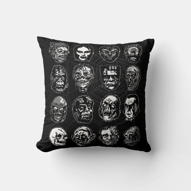 Monster Masks Dekorativ kudde - Retro Horror Portr (Framsida)