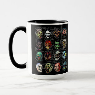 Monster Masks Retro Horror Mugg - Halloween (Färg)