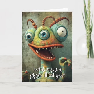 Monster Mayhem.. Chuckle Cyclops Birthday Card Tack Kort