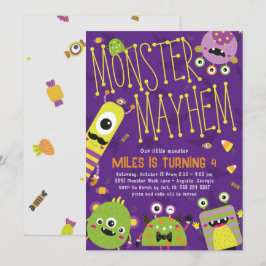 Monster Mayhem Födelsedagsfest inbjudan