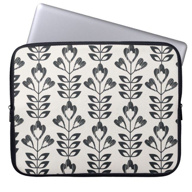 mönster med abstrakt blommor och l laptop fodral (Framsidan)