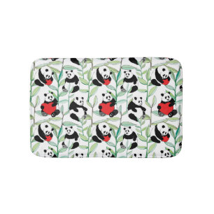 mönster med älskvärda pandas med hjärtor badrumsmatta