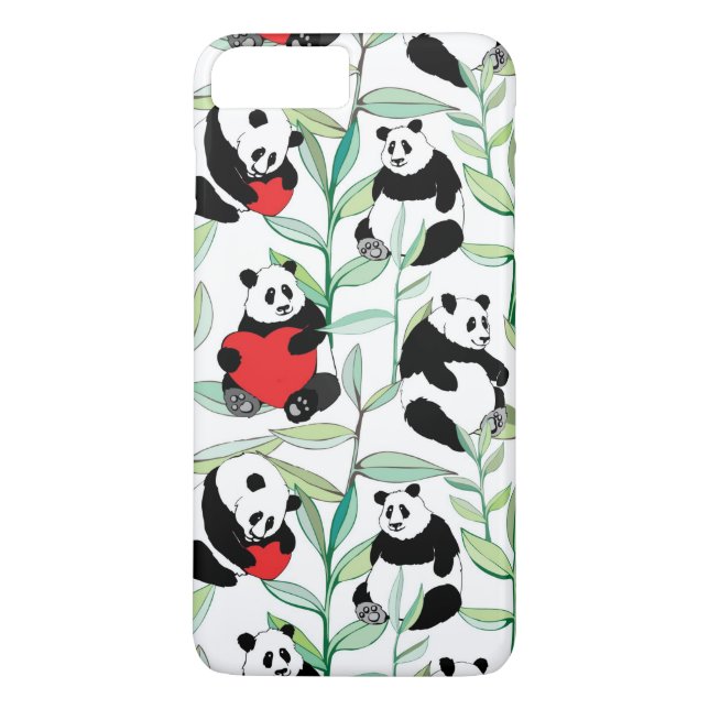 mönster med älskvärda pandas med hjärtor Case-Mate iPhone skal (Baksida)