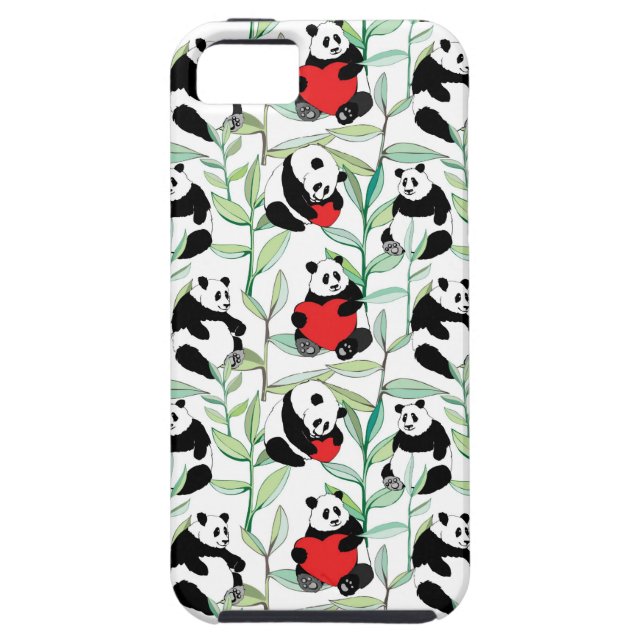 mönster med älskvärda pandas med hjärtor Case-Mate iPhone skal (Baksidan)