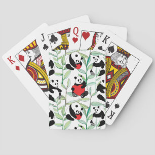 mönster med älskvärda pandas med hjärtor casinokort
