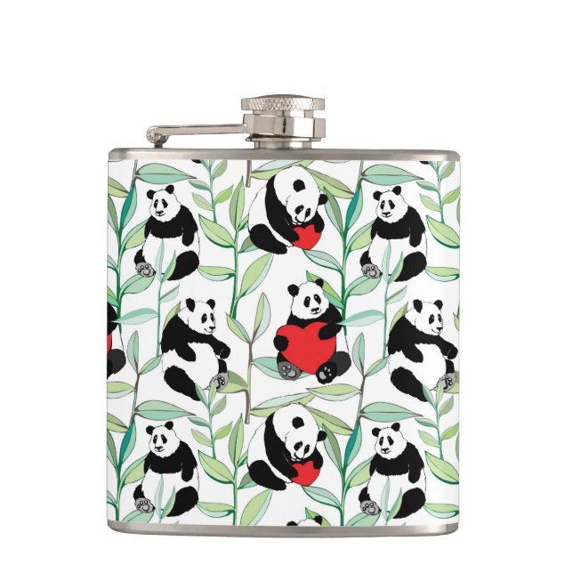 mönster med älskvärda pandas med hjärtor fickplunta (Framsidan)