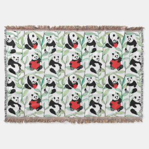 mönster med älskvärda pandas med hjärtor filt