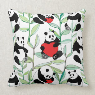 mönster med älskvärda pandas med hjärtor kudde