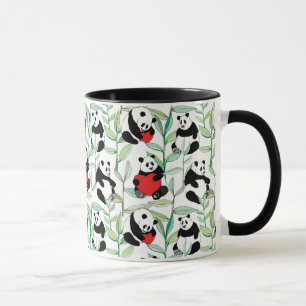 mönster med älskvärda pandas med hjärtor mugg