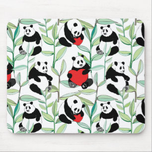 mönster med älskvärda pandas med hjärtor musmatta