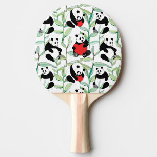 mönster med älskvärda pandas med hjärtor pingisracket
