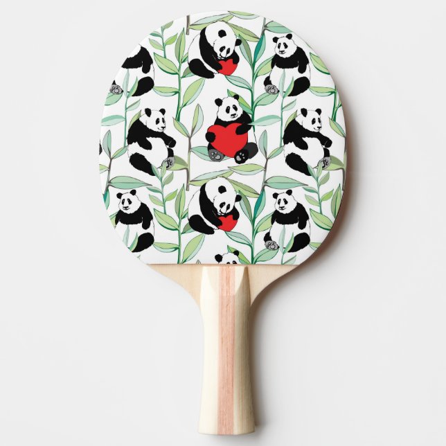 mönster med älskvärda pandas med hjärtor pingisracket (Framsidan)