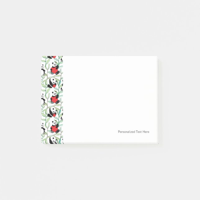 mönster med älskvärda pandas med hjärtor post-it block (Framsida)