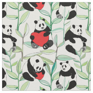 mönster med älskvärda pandas med hjärtor tyg