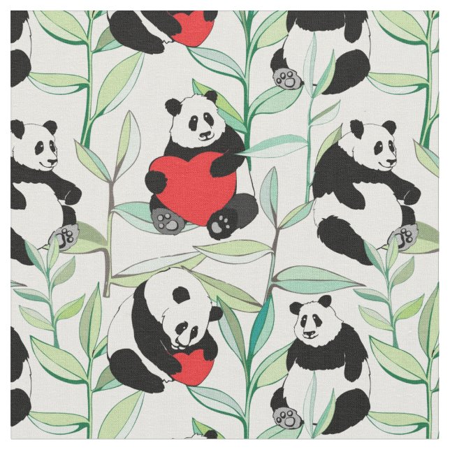 mönster med älskvärda pandas med hjärtor tyg (Närbild)