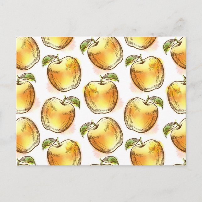 Mönster med äpple av gult vykort (Framsida)