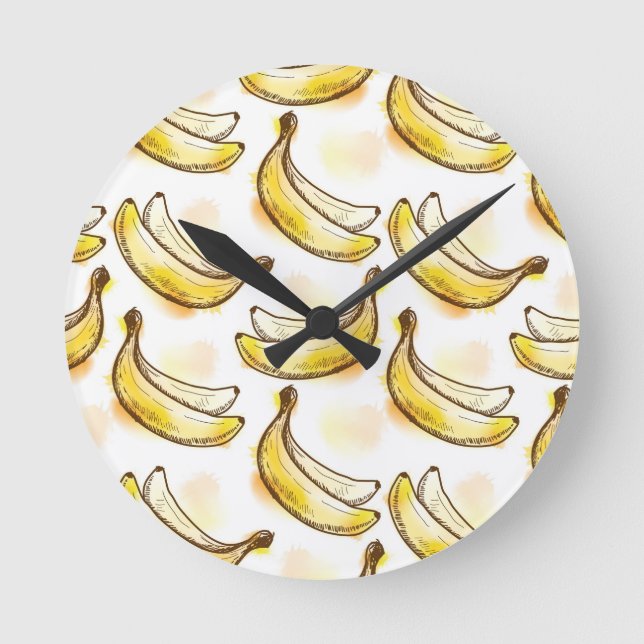 Mönster med bananen rund klocka (Framsida)