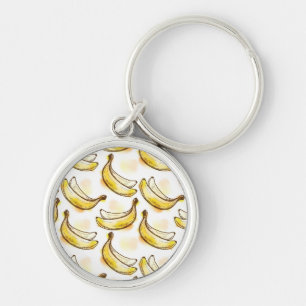 Mönster med bananen rund silverfärgad nyckelring