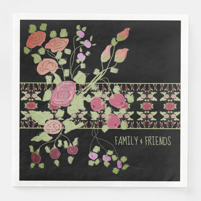 Mönster med blommor och berry Art Pappersservett (Framsida)