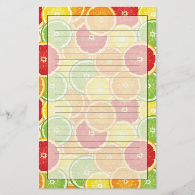 Mönster med citrusfrukter brevpapper (Framsida)