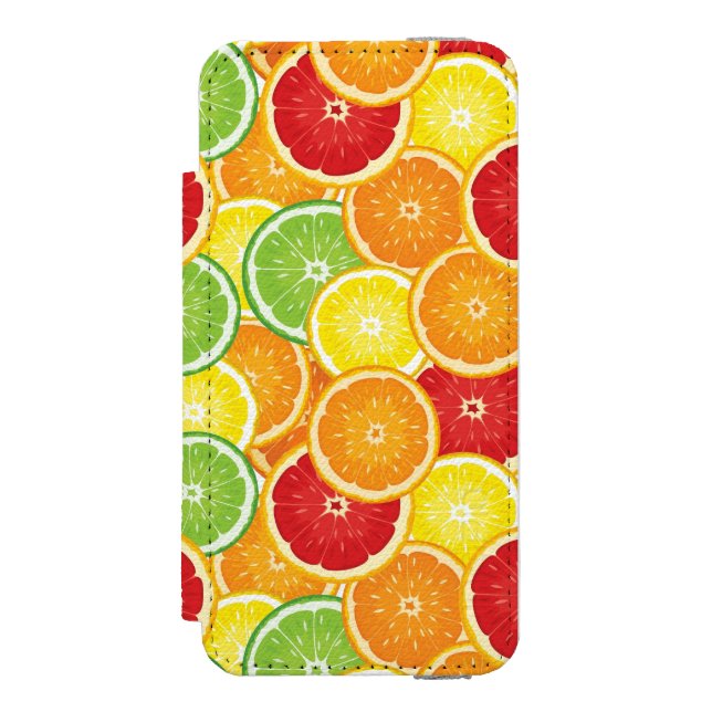 Mönster med citrusfrukter incipio iPhone wallet skal (Folio Framsidan)