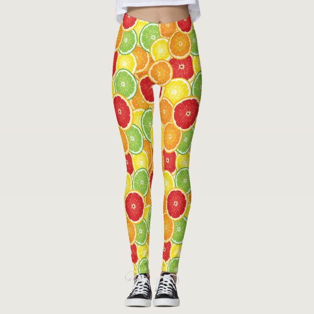 Mönster med citrusfrukter leggings (Framsida)