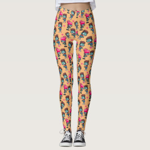 Mönster med Cute Zombie Girls, Kills and Hearts Leggings
