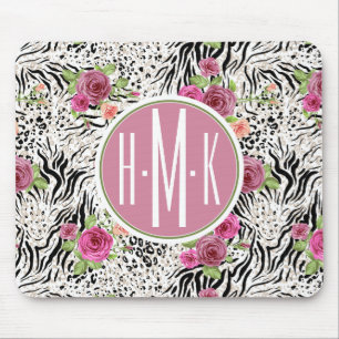 Mönster med djur skrivar ut den monogramen musmatta