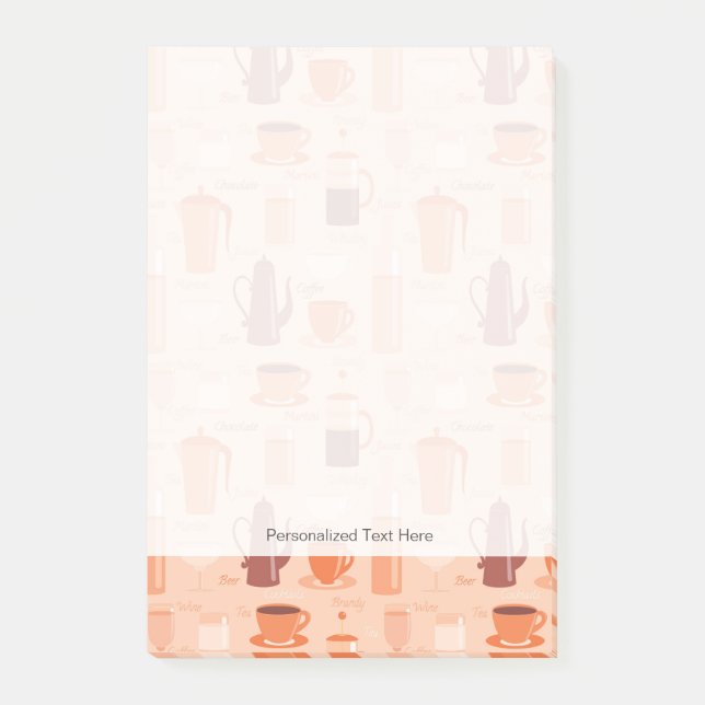 Mönster med drinkar och text post-it block (Framsida)