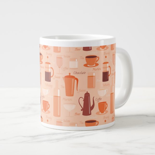 Mönster med drycker och text jumbo mugg (Framsida höger)