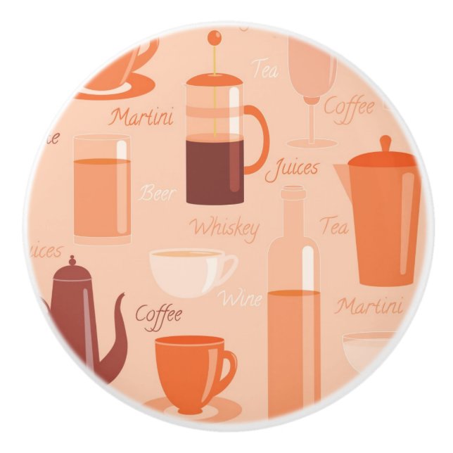 Mönster med drycker och text knopp (Framsidan)