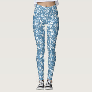 mönster med fågel- och växtprydnaden leggings