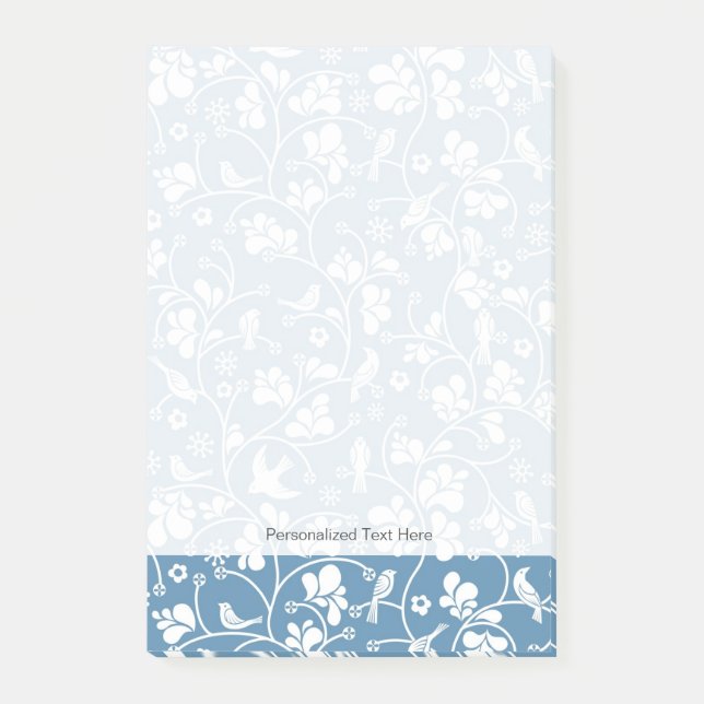 mönster med fågel- och växtprydnaden post-it block (Framsida)